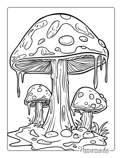 Mushroom Coloring Pages Melting Mushroom