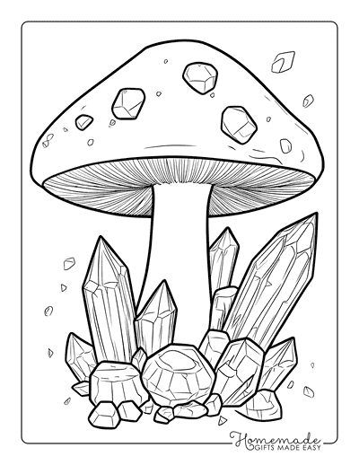 Mushroom Coloring Pages Realistic Crystal Mushroom