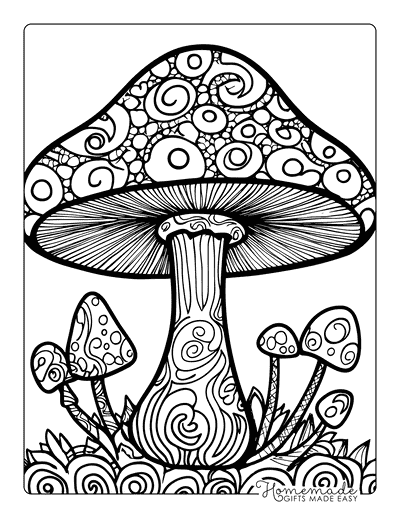 Mushroom Coloring Pages Trippy Patterened Mushroom