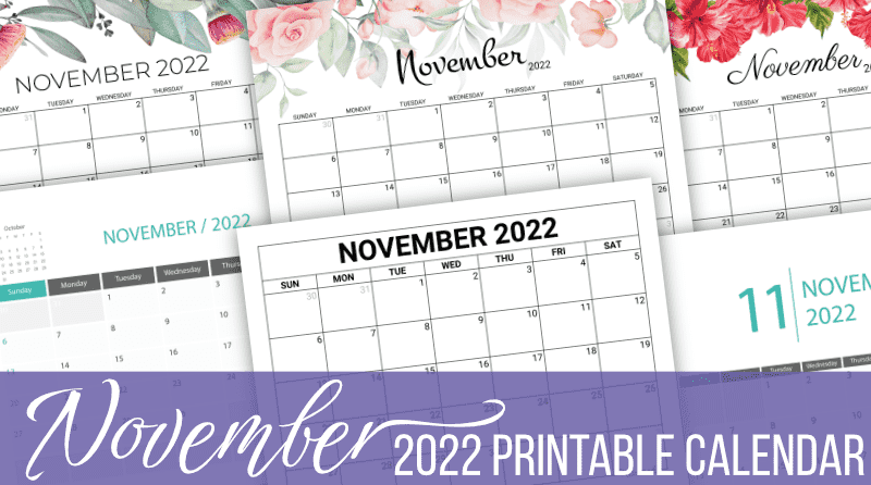 printable calendar november 2022 with holidays