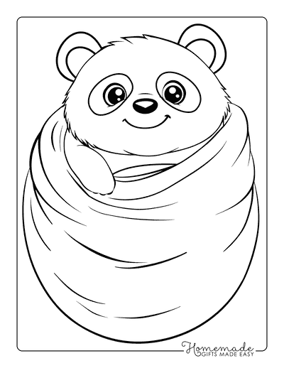 Panda Coloring Pages Easy Cute Baby Panda Wrapped in Blanket