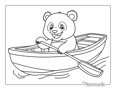 Panda Coloring Pages Easy Cute Panda in Rowboat