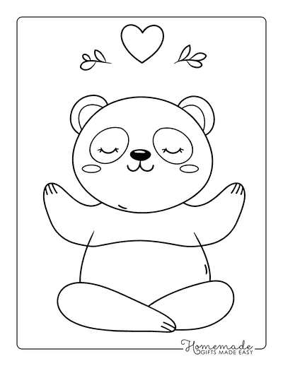 Panda Coloring Pages Easy Cute Panda Meditating