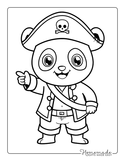 Panda Coloring Pages Easy Cute Panda Pirate