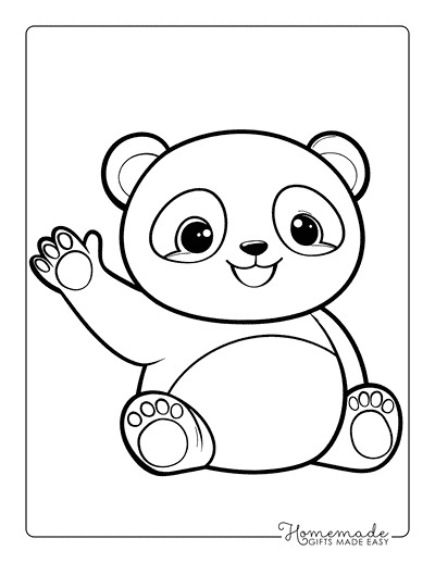 Panda Coloring Pages Easy Cute Panda Waving