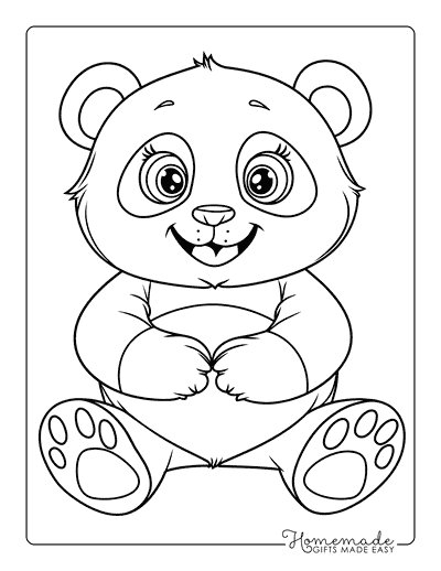 Panda Coloring Pages Easy Cute Sitting Panda Outline