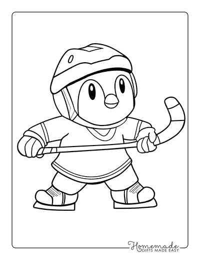 Penguin Coloring Pages Penguin Hockey Player