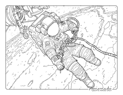 Planet Coloring Pages Astronauts Spacewalk Iss