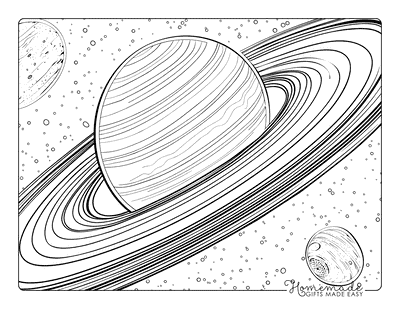 Planet Coloring Pages Detailed Saturn for Adults