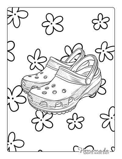 Preppy Coloring Pages Cute Crocs