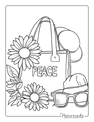 Preppy Coloring Pages Flower Power Tote Bag