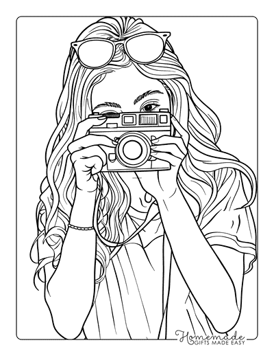 Preppy Coloring Pages Polaroid Picture Teen