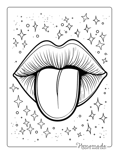 Preppy Coloring Pages Pop Art Lips