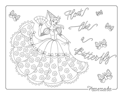 Princess Coloring Pages Butterflies