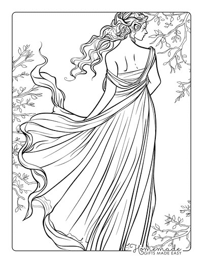 Princess Coloring Pages Grecian Goddess for Adults