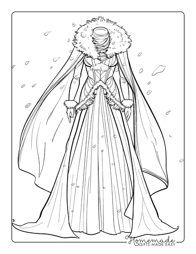 Princess Coloring Pages Ice Queen Dress for Adults