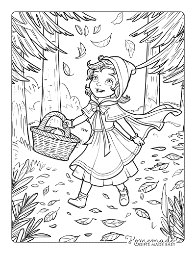 Princess Coloring Pages Little Red Riding Hood in Forest