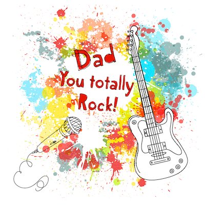 Printable Fathers Day Cards Dad You Totally Rock Guitar Microphone