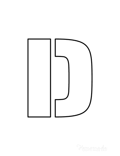Printable Letter Stencils Block Style Uppercase D