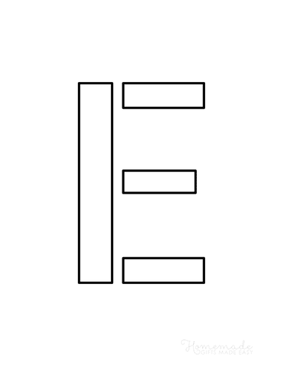 Printable Letter Stencils Narrow Style Uppercase E