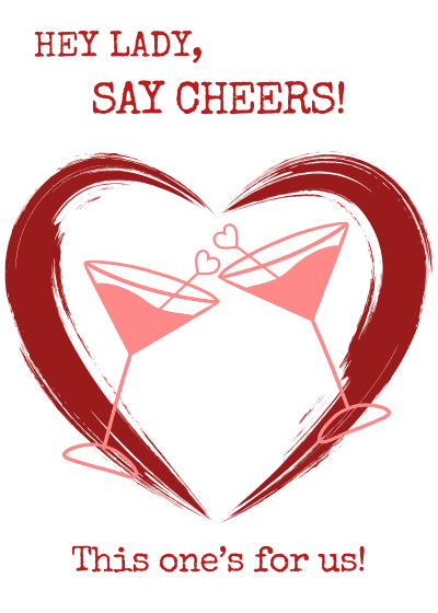 Printable Valentines Cards Galentines Day Martini Cheers