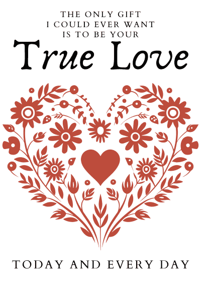 Printable Valentines Cards Scandinavian True Love