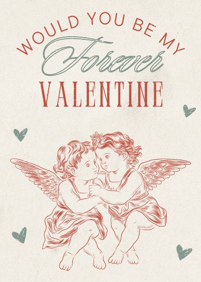 Printable Valentines Cards Vintage Forever Valentine Cupids