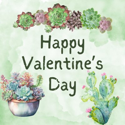 Printable Valentines Cards Watercolor Cactus and Succulents