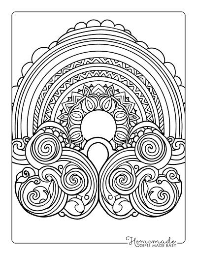 Rainbow Coloring Pages Mandala Rainbow for Adults