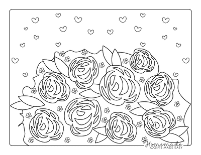 Rose Coloring Pages Cute Simple Rose Bouquet