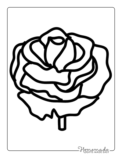 Rose Coloring Pages Easy Cute Rose Outline for Kids