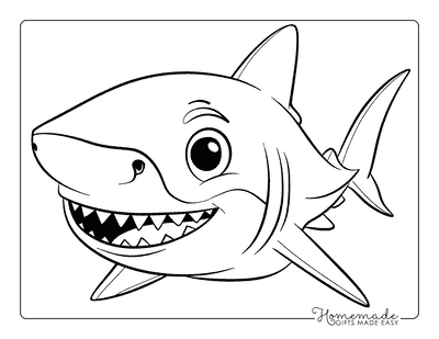 Shark Coloring Pages Baby Mako Shark Smiling