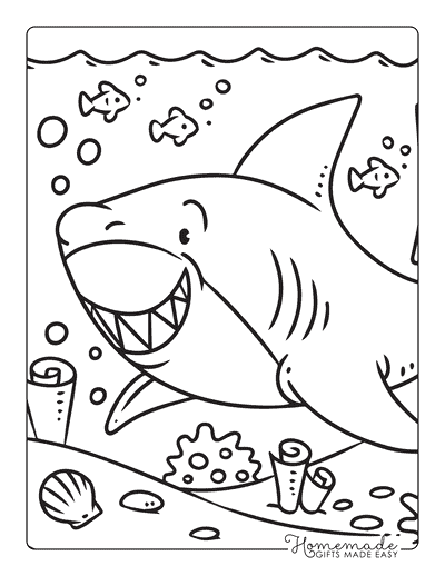 Shark Coloring Pages Cartoon Great White