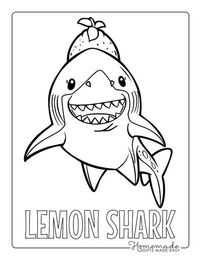 Shark Coloring Pages Cartoon Lemon Shark Pun