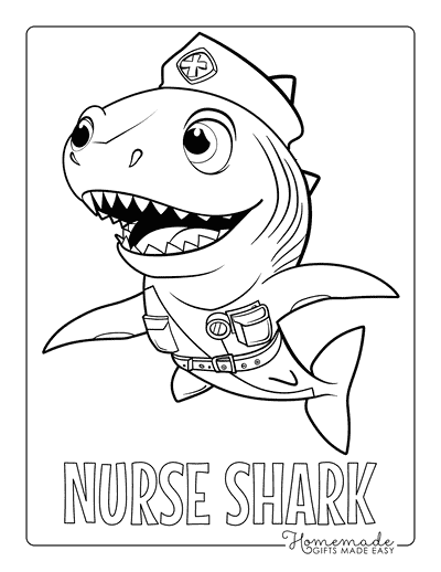 Shark Coloring Pages Cartoon Nurse Shark Pun