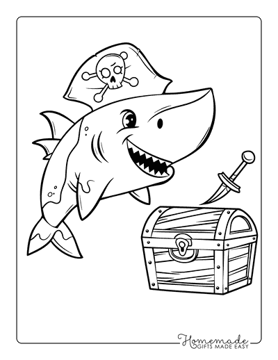 Shark Coloring Pages Cartoon Pirate Shark