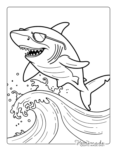 Shark Coloring Pages Cool Shark Jumping Wave