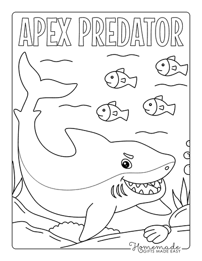 Shark Coloring Pages Fierce Cartoon Shark