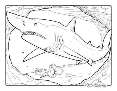 Shark Coloring Pages Goblin Shark in Cave