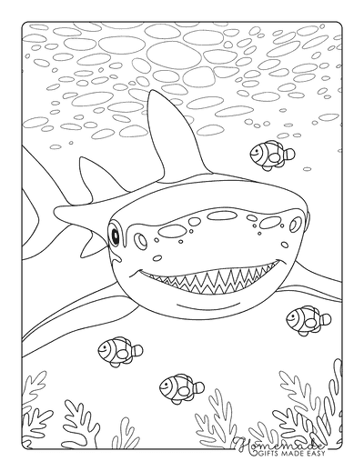 Shark Coloring Pages Shark Swimming Towards