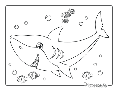 Shark Coloring Pages Smiling Friendly Shark