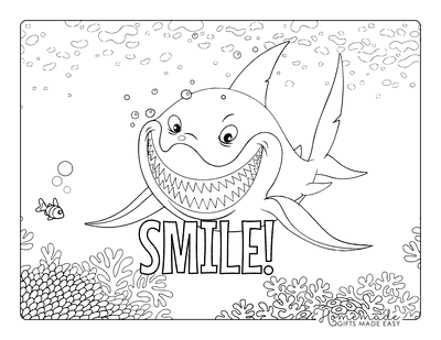 Shark Coloring Pages Smiling Great White