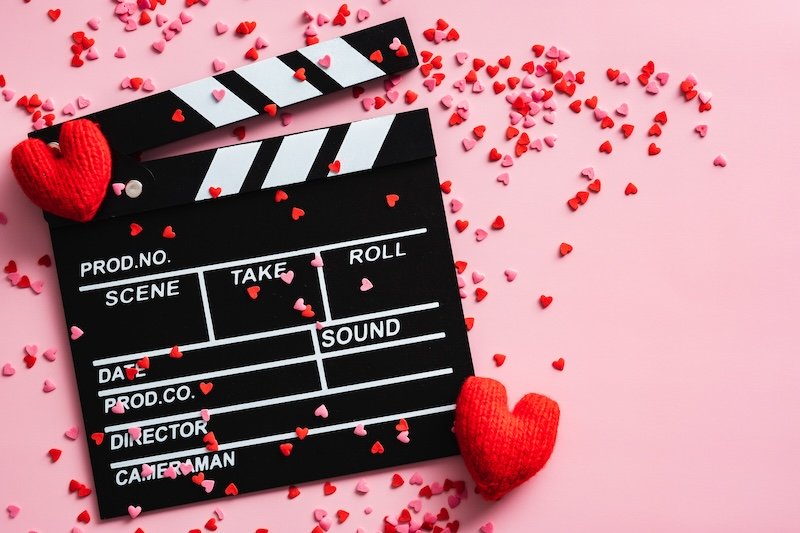 short love quotes clapperboard and hearts