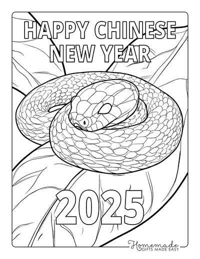 Snake Coloring Pages Cute Baby Snake Sleeping on Leaf New Year