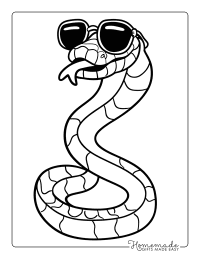 Snake Coloring Pages Cute Cartoon Snake Sunglasses