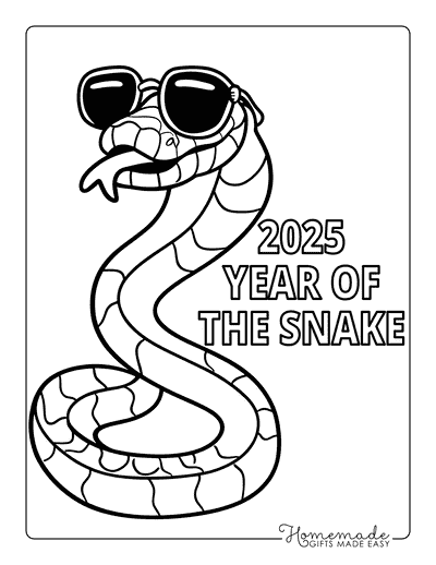 Snake Coloring Pages Cute Cartoon Snake Sunglasses New Year