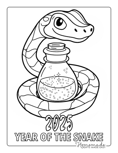 Snake Coloring Pages Snake Potion Lunar New Year 2025