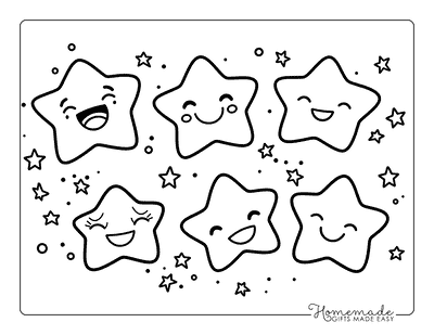 Space Coloring Pages Easy Cute Expressive Stars