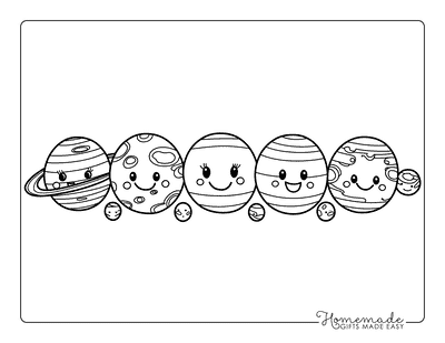 Space Coloring Pages Easy Cute Solar System Planets