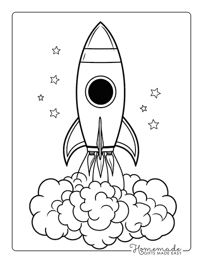 Space Coloring Pages Easy Rocket Ship Launch